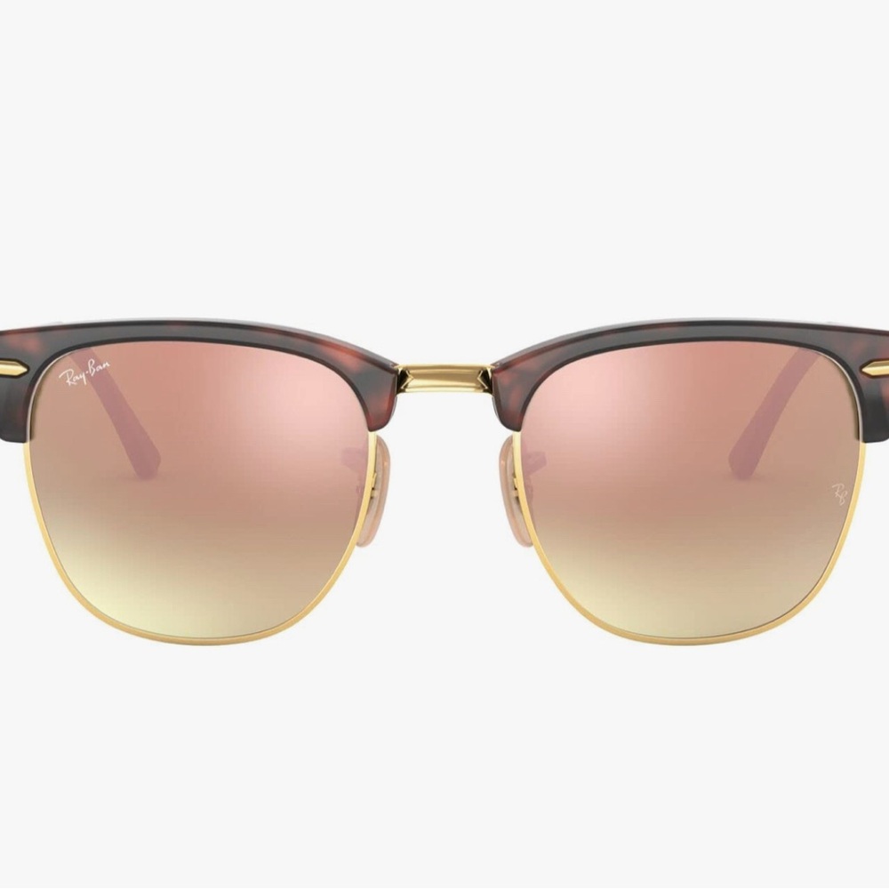 Ray-Ban Sunglasses with Rose Lenses and Gold Trim